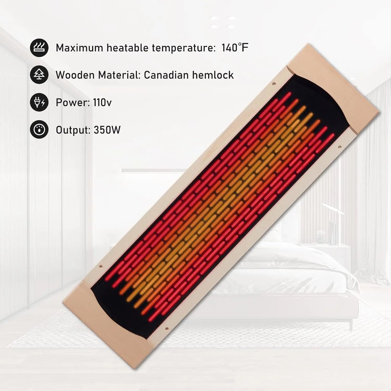 Full Far Infrared Carbon Fiber Glass Red Light Heater Tube, Infrared Sauna Heater Tube Sauna Accessories, 110V Heater, Infrared Suana Heating Element Tube for Wooden Indoor/Outdoor Sauna