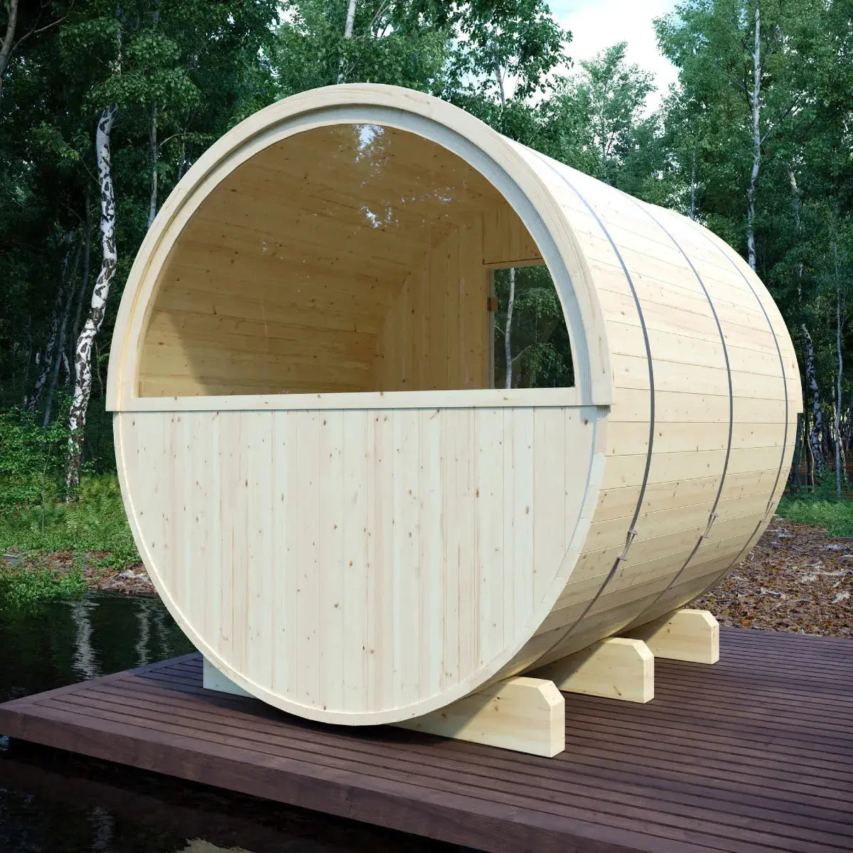 Helsinki Finnish Barrel Sauna with Terrace and WiFi Heater - Finnish Sauna Builders Finnish Sauna Builders