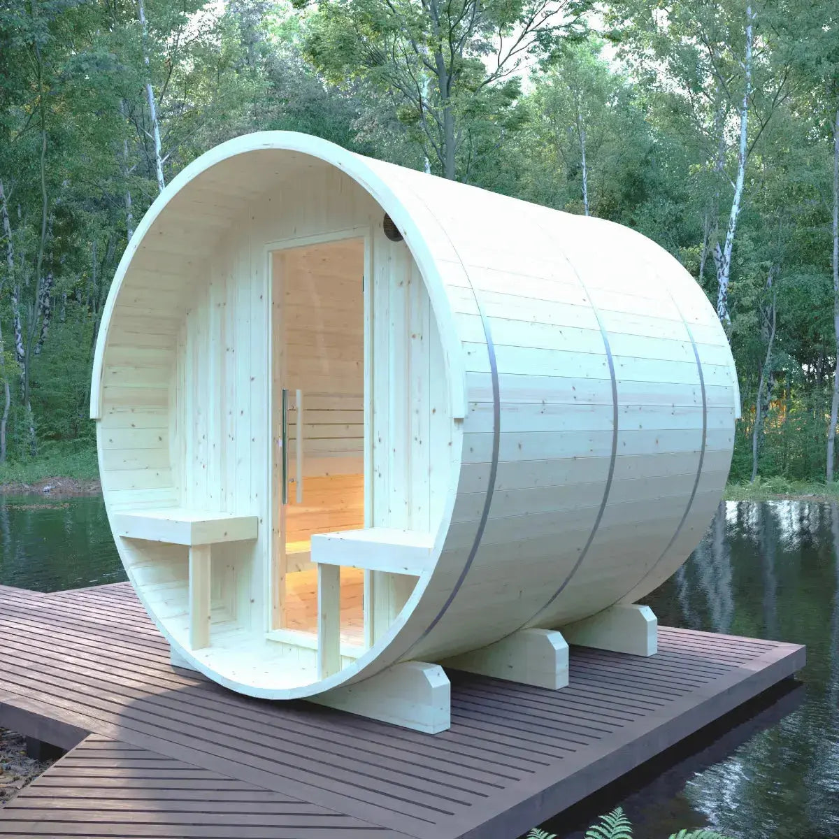 Helsinki Finnish Barrel Sauna with Terrace and WiFi Heater - Finnish Sauna Builders Finnish Sauna Builders