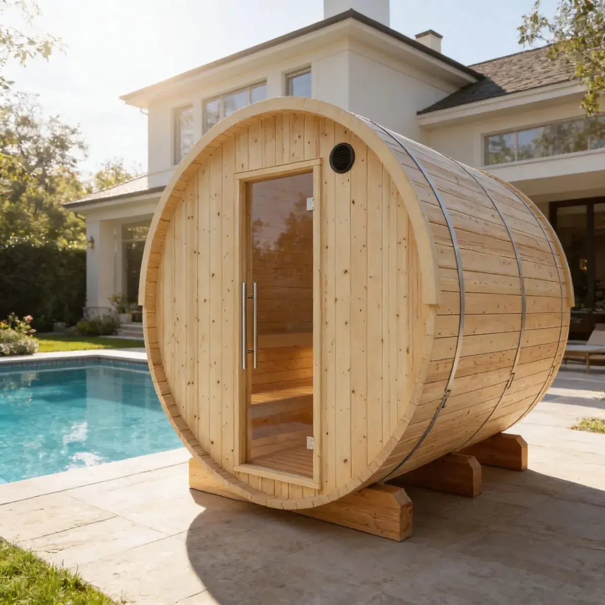 Tampere Finnish Barrel Sauna with WiFi Heater - Finnish Sauna Builders Finnish Sauna Builders