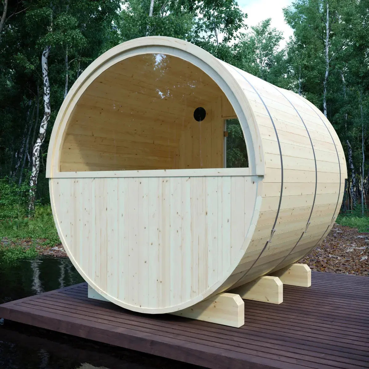 Vassa Finnish Barrel Sauna with WiFi Heater - Finnish Sauna Builders Finnish Sauna Builders