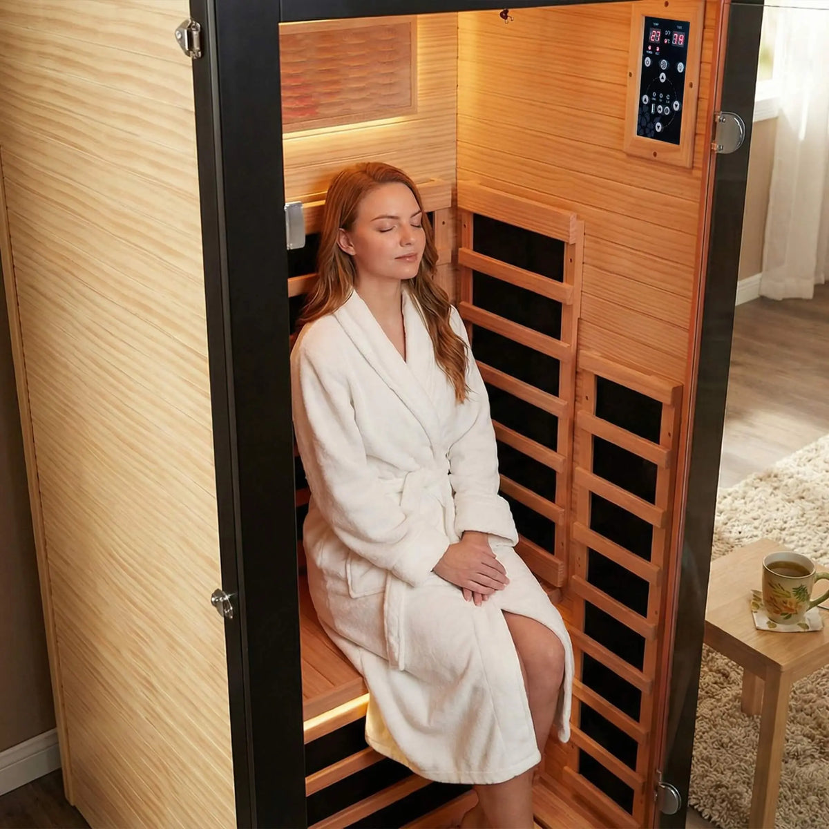 Solara Single-Person Chilean Pine Infrared Sauna Cabin (SAK57926) SAKSBY WHOLESALE