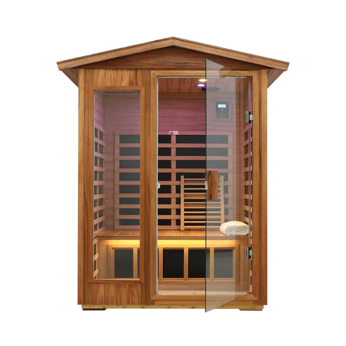 Ignis 2-Person Ultra-Low EMF Mahogany Outdoor Infrared Sauna With Bluetooth Speakers (SAK43021) SAKSBY WHOLESALE