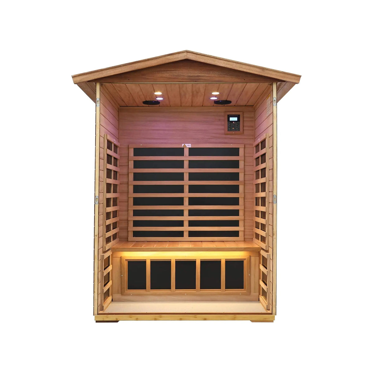 Ignis 2-Person Ultra-Low EMF Mahogany Outdoor Infrared Sauna With Bluetooth Speakers (SAK43021) SAKSBY WHOLESALE