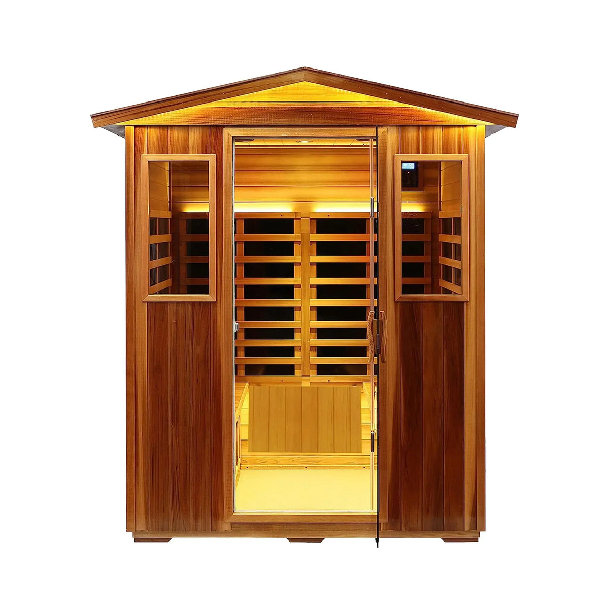 Kairo 4-Person Outdoor Infrared Hemlock Sauna With Tempered Glass Door (SAK82140) SAKSBY WHOLESALE