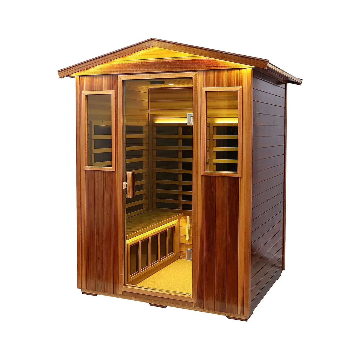 Kairo 4-Person Outdoor Infrared Hemlock Sauna With Tempered Glass Door (SAK82140) SAKSBY WHOLESALE