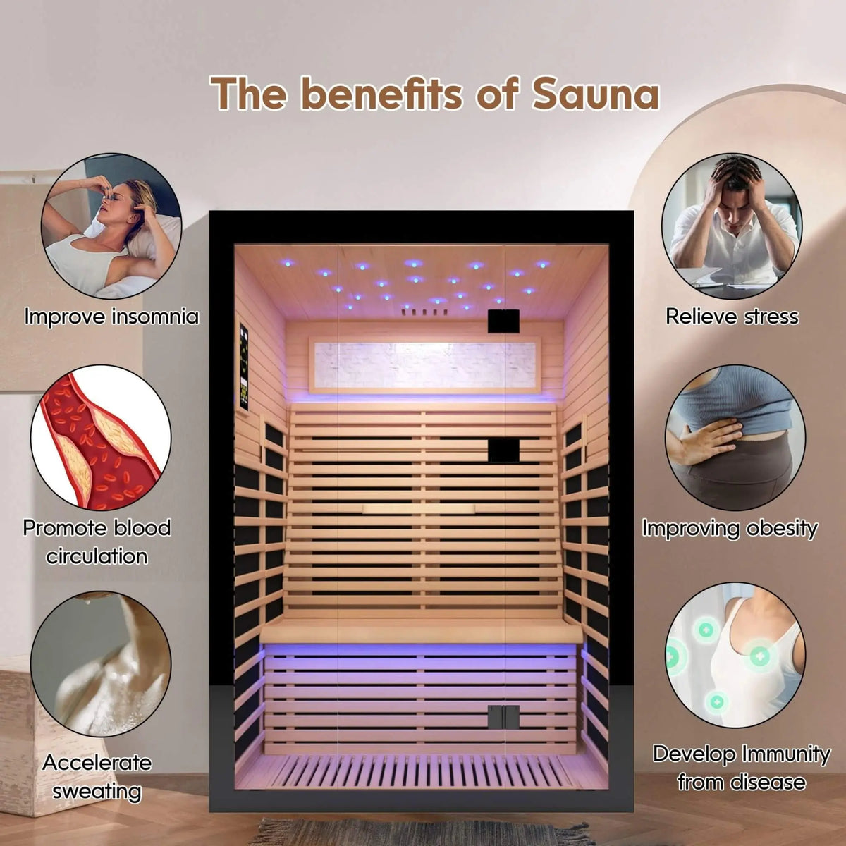Vapor Luxury 2-Person Canadian Hemlock Wood Far Infrared Home Sauna (SAK56874) SAKSBY WHOLESALE