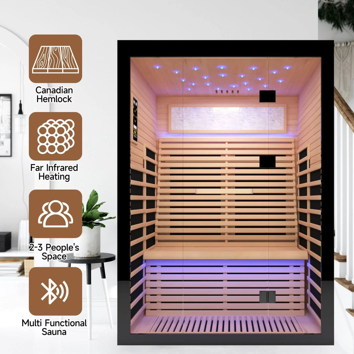 Vapor Luxury 2-Person Canadian Hemlock Wood Far Infrared Home Sauna (SAK56874) SAKSBY WHOLESALE