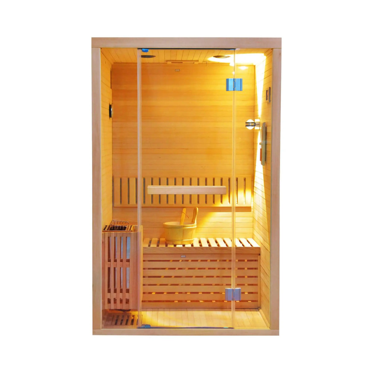 Alpine Premium 2-Person 3KW Hemlock Wood Sauna With LED Wall Light (SAK28471) SAKSBY WHOLESALE