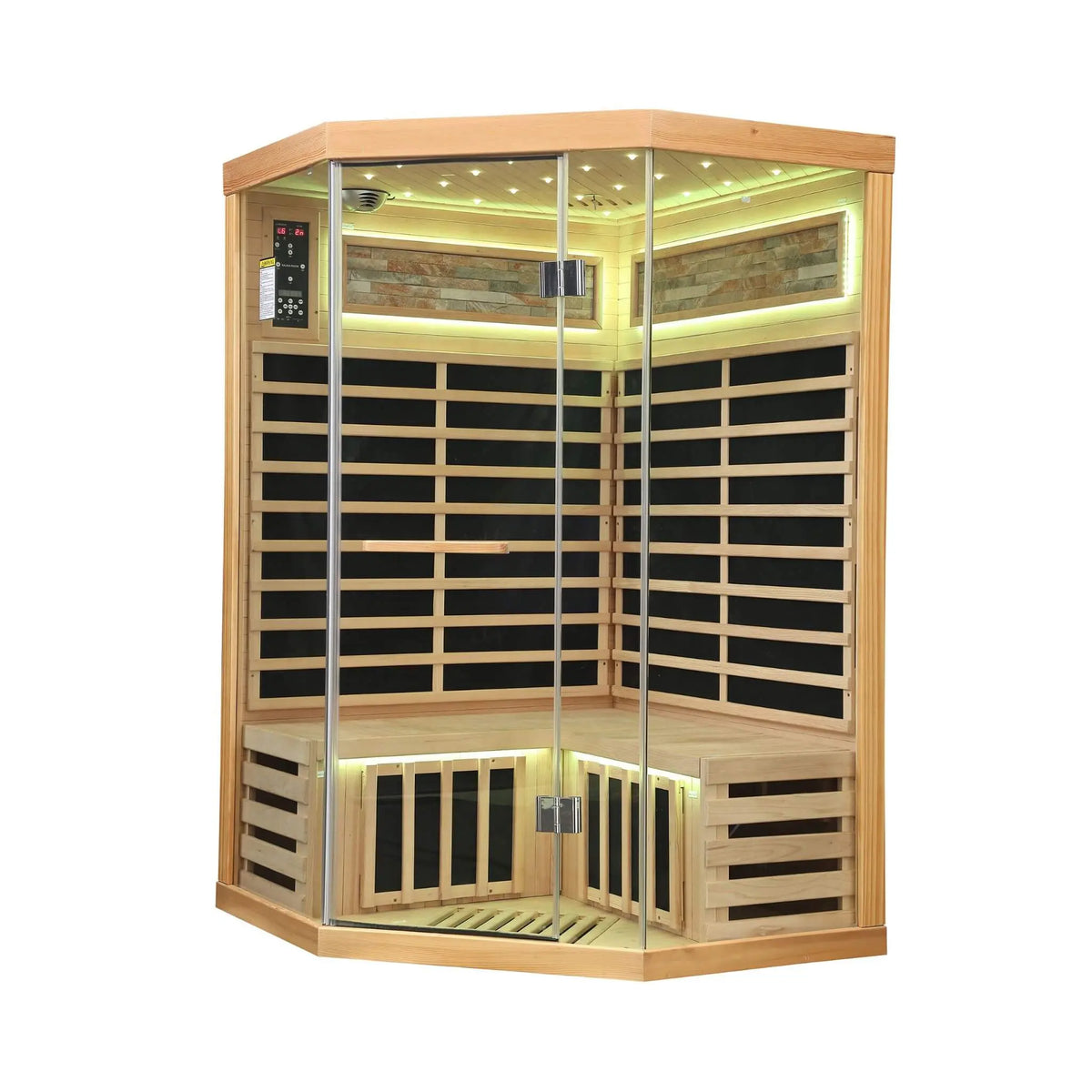 Ember Premium Canadian Hemlock 2-Person Indoor Infrared Sauna Room With Glass Front (SAK21495) SAKSBY WHOLESALE