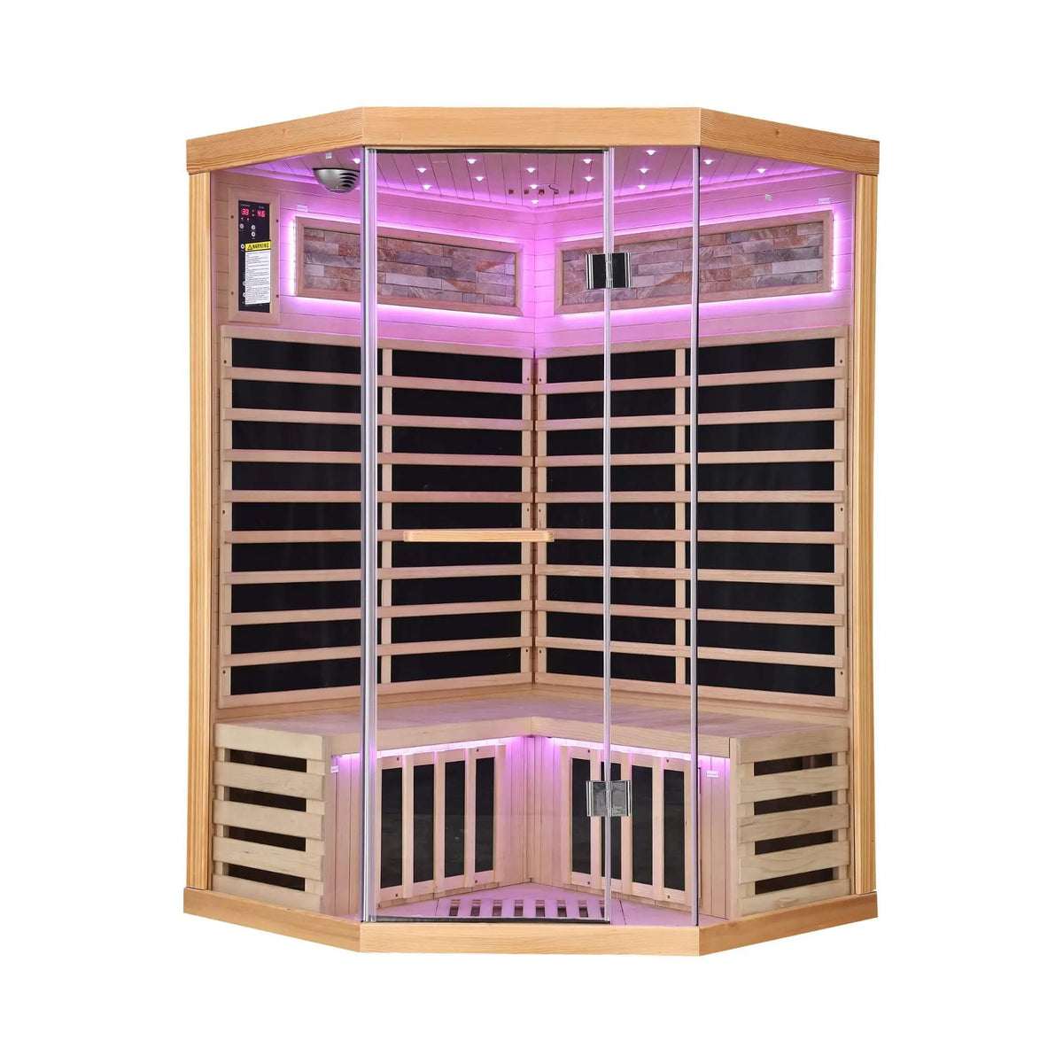 Ember Premium Canadian Hemlock 2-Person Indoor Infrared Sauna Room With Glass Front (SAK21495) SAKSBY WHOLESALE
