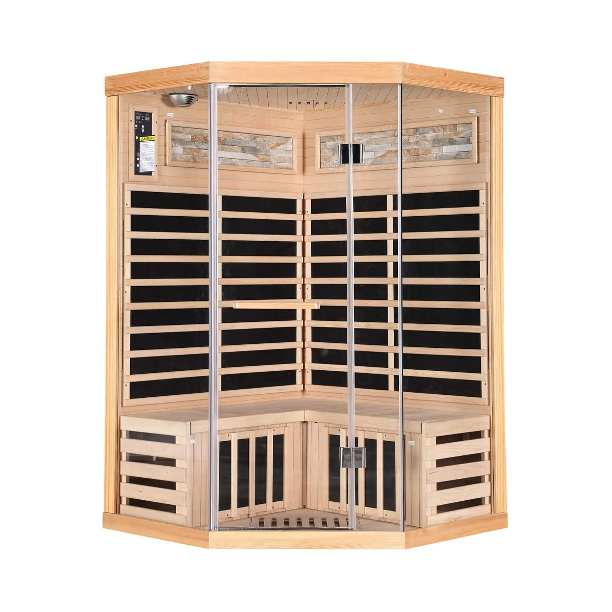 Ember Premium Canadian Hemlock 2-Person Indoor Infrared Sauna Room With Glass Front (SAK21495) SAKSBY WHOLESALE