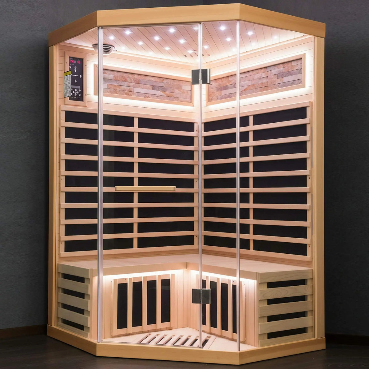 Ember Premium Canadian Hemlock 2-Person Indoor Infrared Sauna Room With Glass Front (SAK21495) SAKSBY WHOLESALE