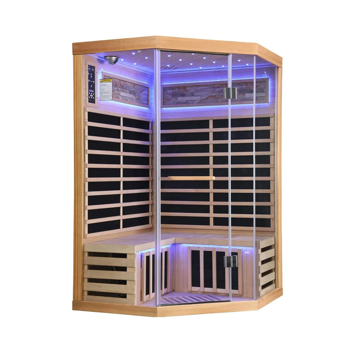 Ember Premium Canadian Hemlock 2-Person Indoor Infrared Sauna Room With Glass Front (SAK21495) SAKSBY WHOLESALE