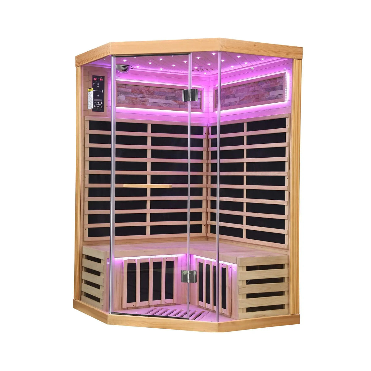 Ember Premium Canadian Hemlock 2-Person Indoor Infrared Sauna Room With Glass Front (SAK21495) SAKSBY WHOLESALE