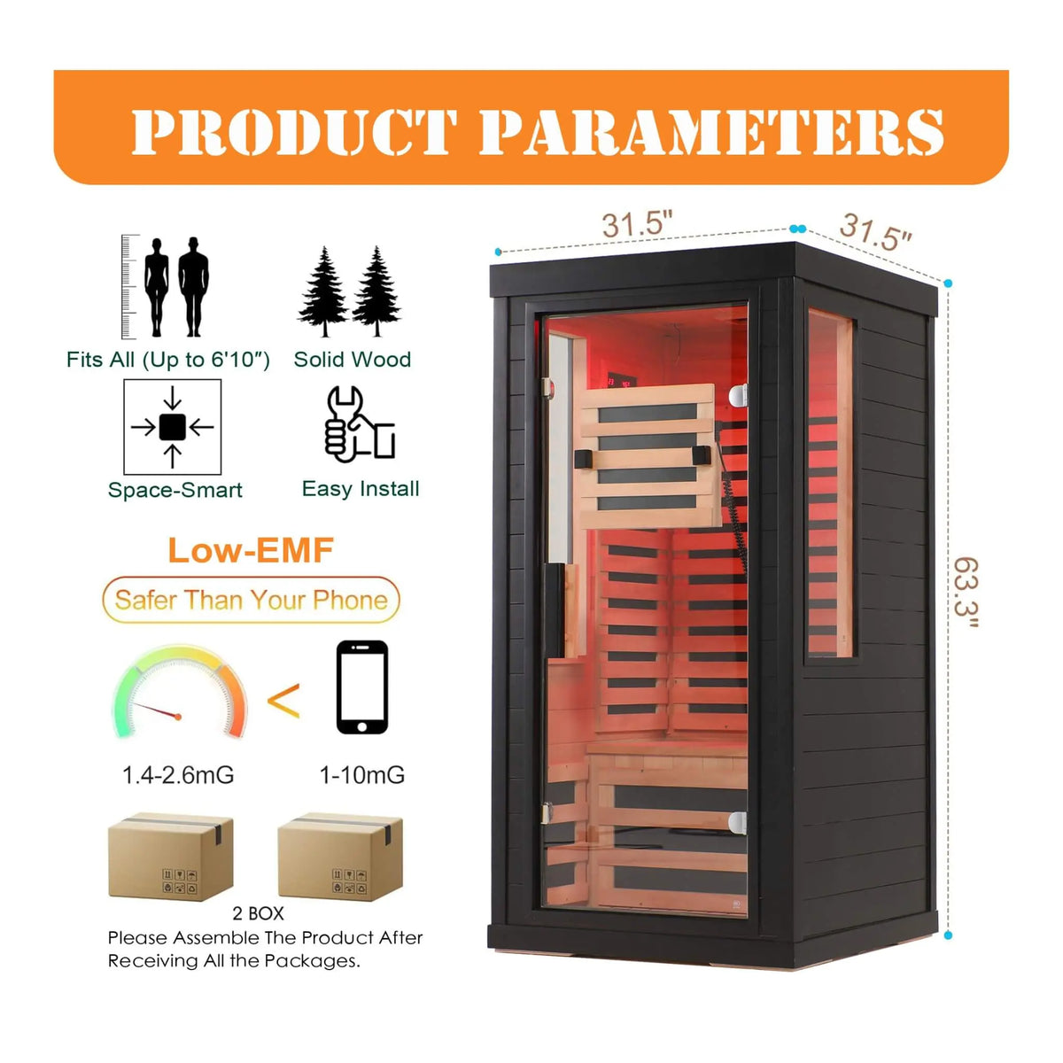 Aurelo 2-Person Low EMF Indoor Infrared Sauna With Red Light Therapy (SAK37542) SAKSBY WHOLESALE