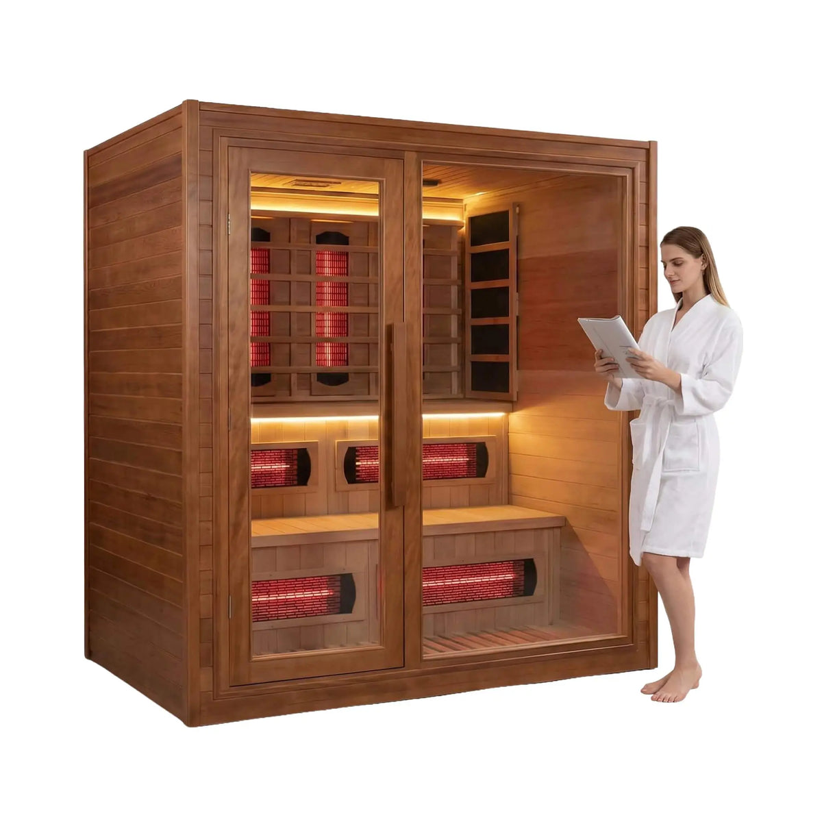 Elvaria 4-Person Indoor Canadian Red Cedar Infrared And Steam Sauna With 6KW Harvia Heater [Made-To-Order] (SAK93528) SAKSBY WHOLESALE
