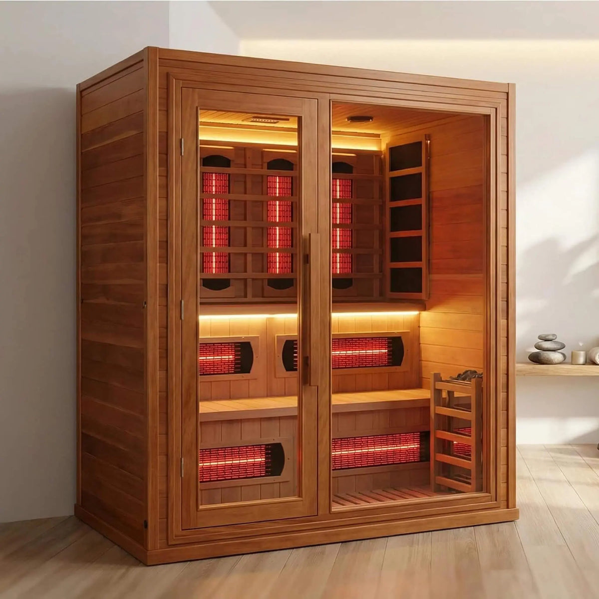 Elvaria 4-Person Indoor Canadian Red Cedar Infrared And Steam Sauna With 6KW Harvia Heater [Made-To-Order] (SAK93528) SAKSBY WHOLESALE