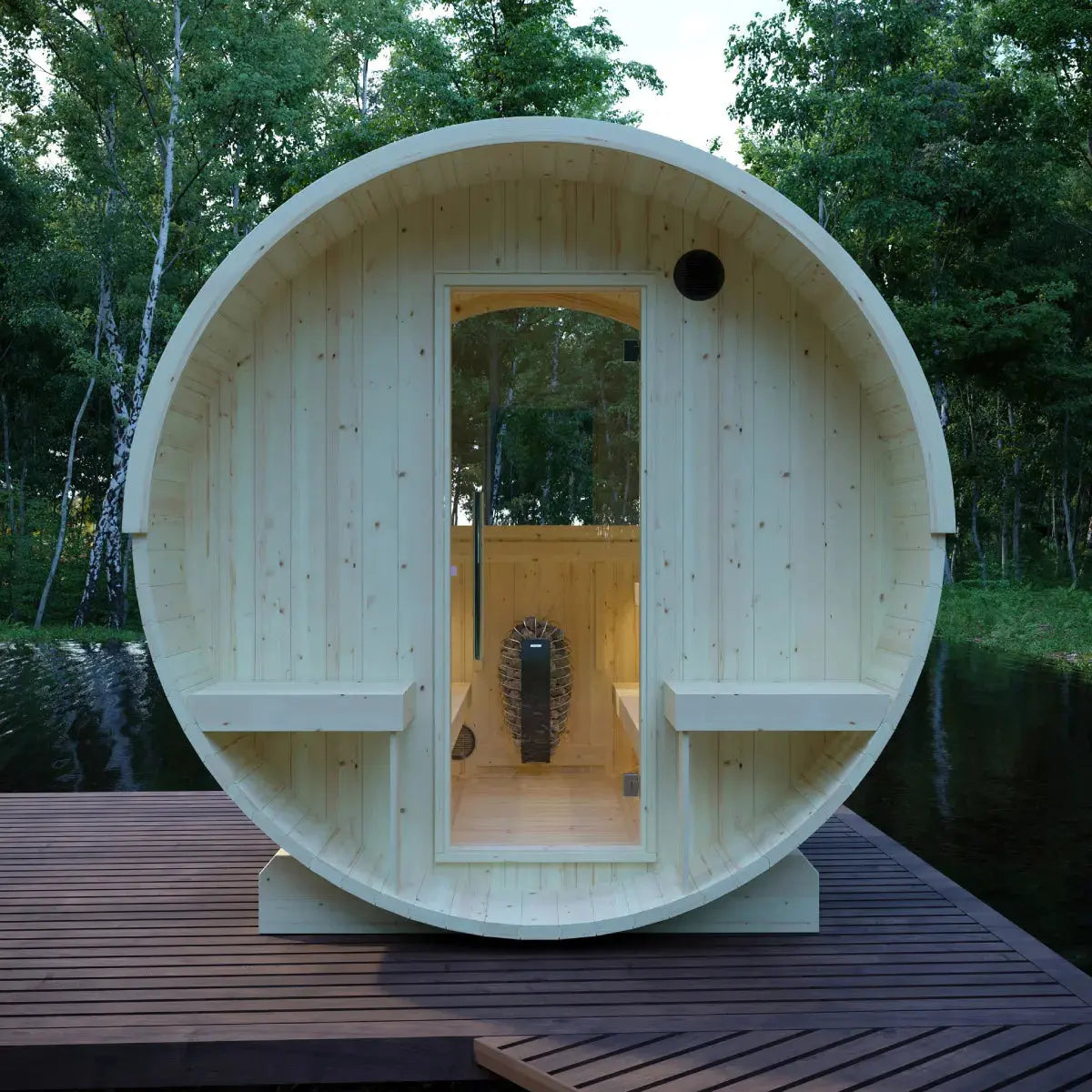 Helsinki Finnish Barrel Sauna with Terrace and WiFi Heater - Finnish Sauna Builders Finnish Sauna Builders