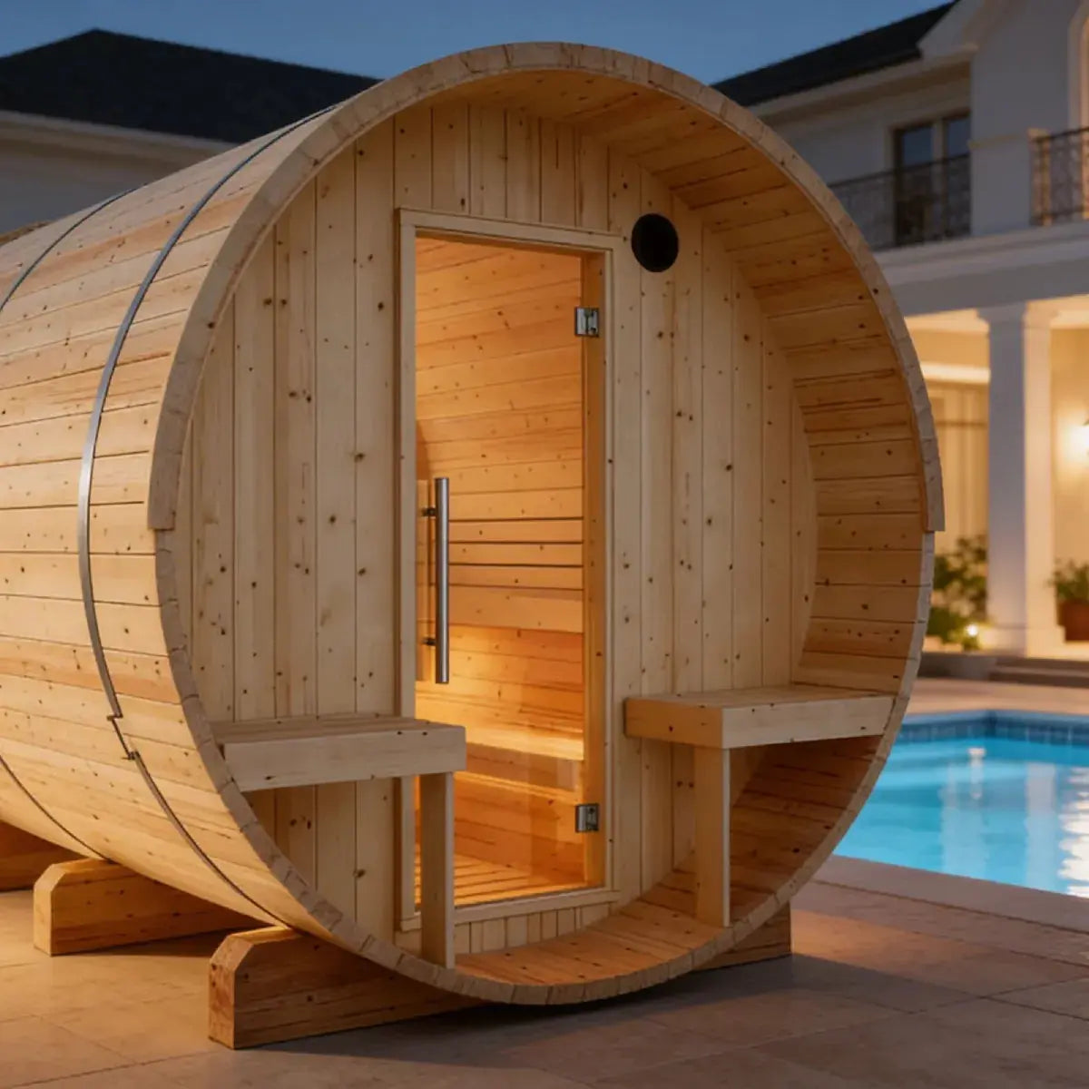 Helsinki Finnish Barrel Sauna with Terrace and WiFi Heater - Finnish Sauna Builders Finnish Sauna Builders