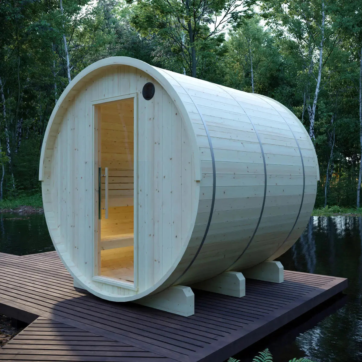 Tampere Finnish Barrel Sauna with WiFi Heater - Finnish Sauna Builders Finnish Sauna Builders
