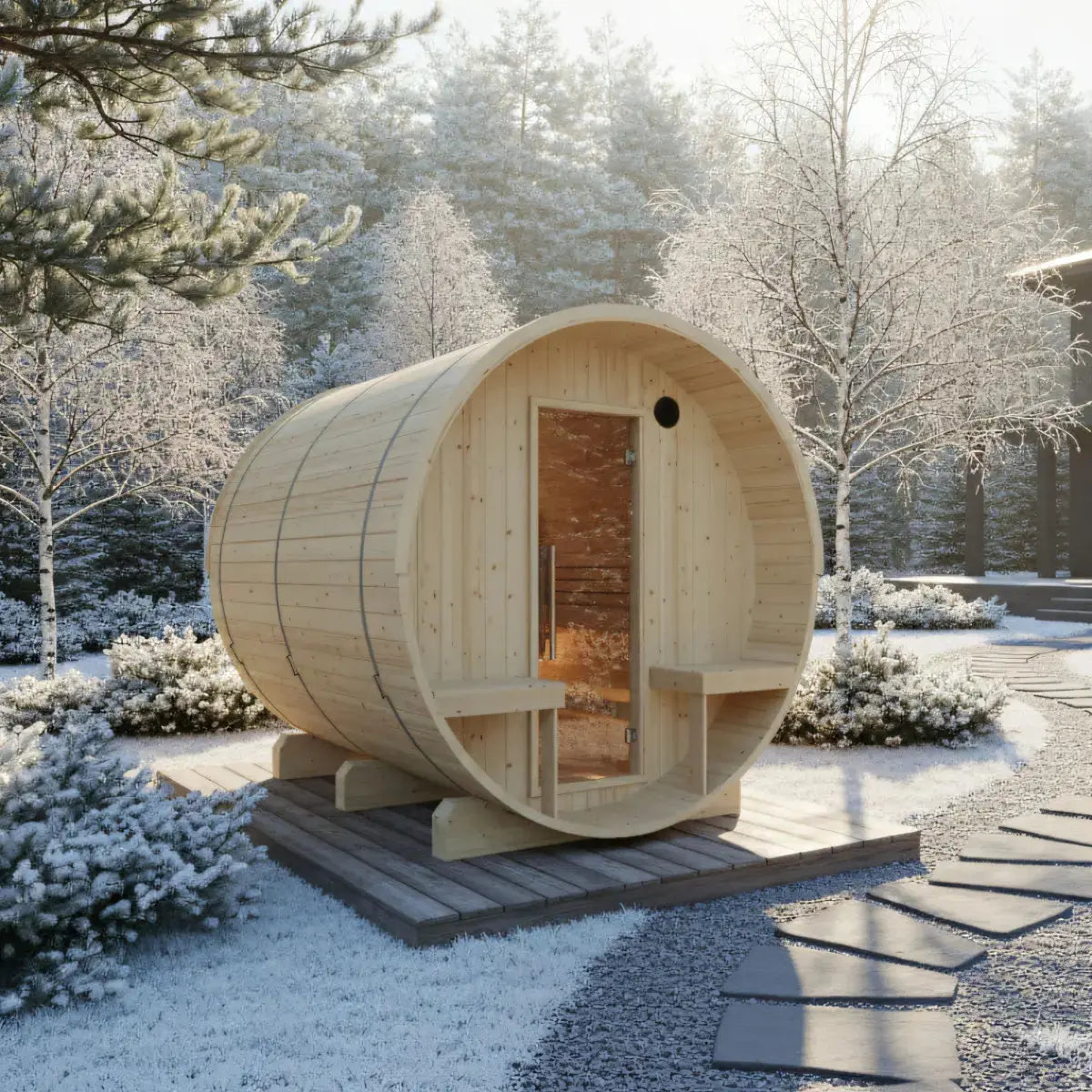Turku Finnish Barrel Sauna with Terrace and WiFi Heater - Finnish Sauna Builders Finnish Sauna Builders