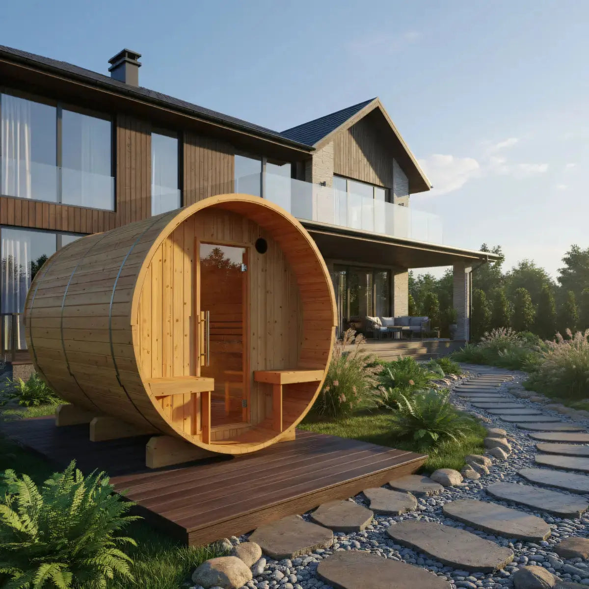 Turku Finnish Barrel Sauna with Terrace and WiFi Heater - Finnish Sauna Builders Finnish Sauna Builders