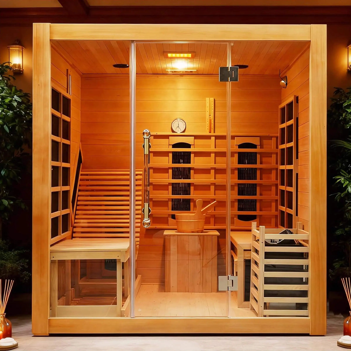 Oasis 3-Person Indoor Hybrid Sauna Room With Built-In Lounge Chair [Made-To-Order] (SAK35182) SAKSBY WHOLESALE