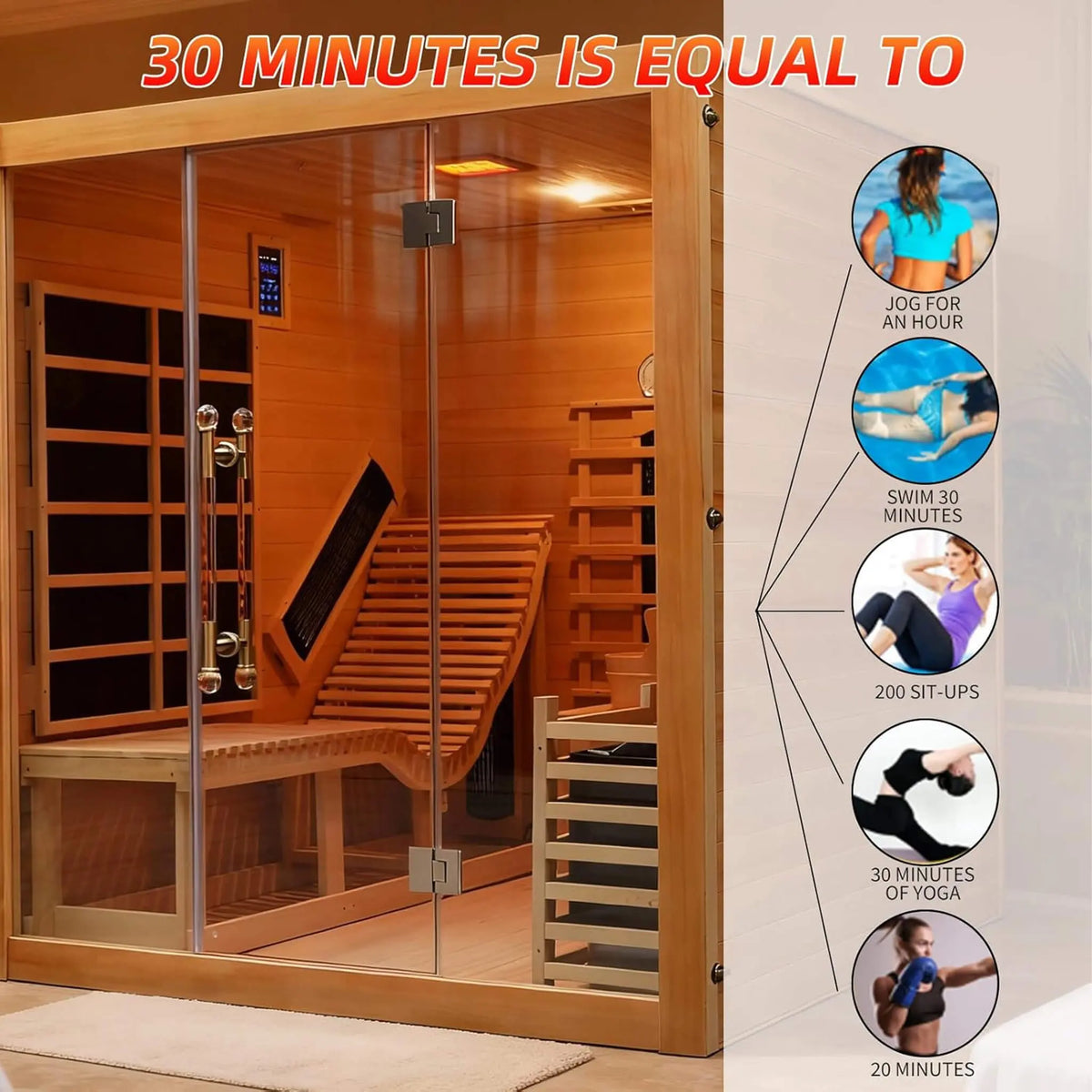 Oasis 3-Person Indoor Hybrid Sauna Room With Built-In Lounge Chair [Made-To-Order] (SAK35182) SAKSBY WHOLESALE