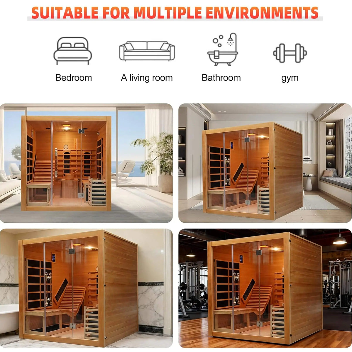 Oasis 3-Person Indoor Hybrid Sauna Room With Built-In Lounge Chair [Made-To-Order] (SAK35182) SAKSBY WHOLESALE
