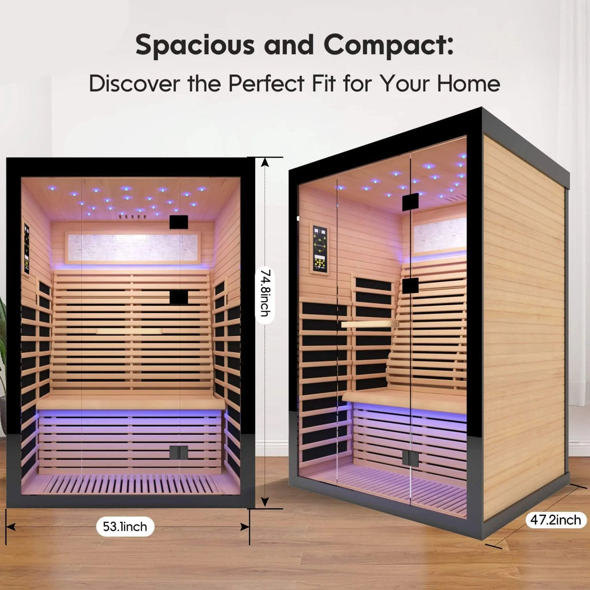 Vapor Luxury 2-Person Canadian Hemlock Wood Far Infrared Home Sauna (SAK56874) SAKSBY WHOLESALE