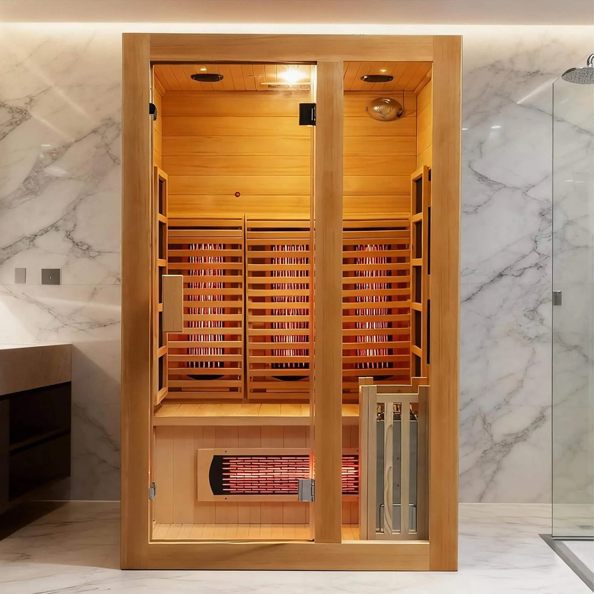 Luma 2-Person Indoor Hybrid Sauna Room With Infrared And 3.5KW Steam Heater [Made-To-Order] (SAK83750) SAKSBY WHOLESALE