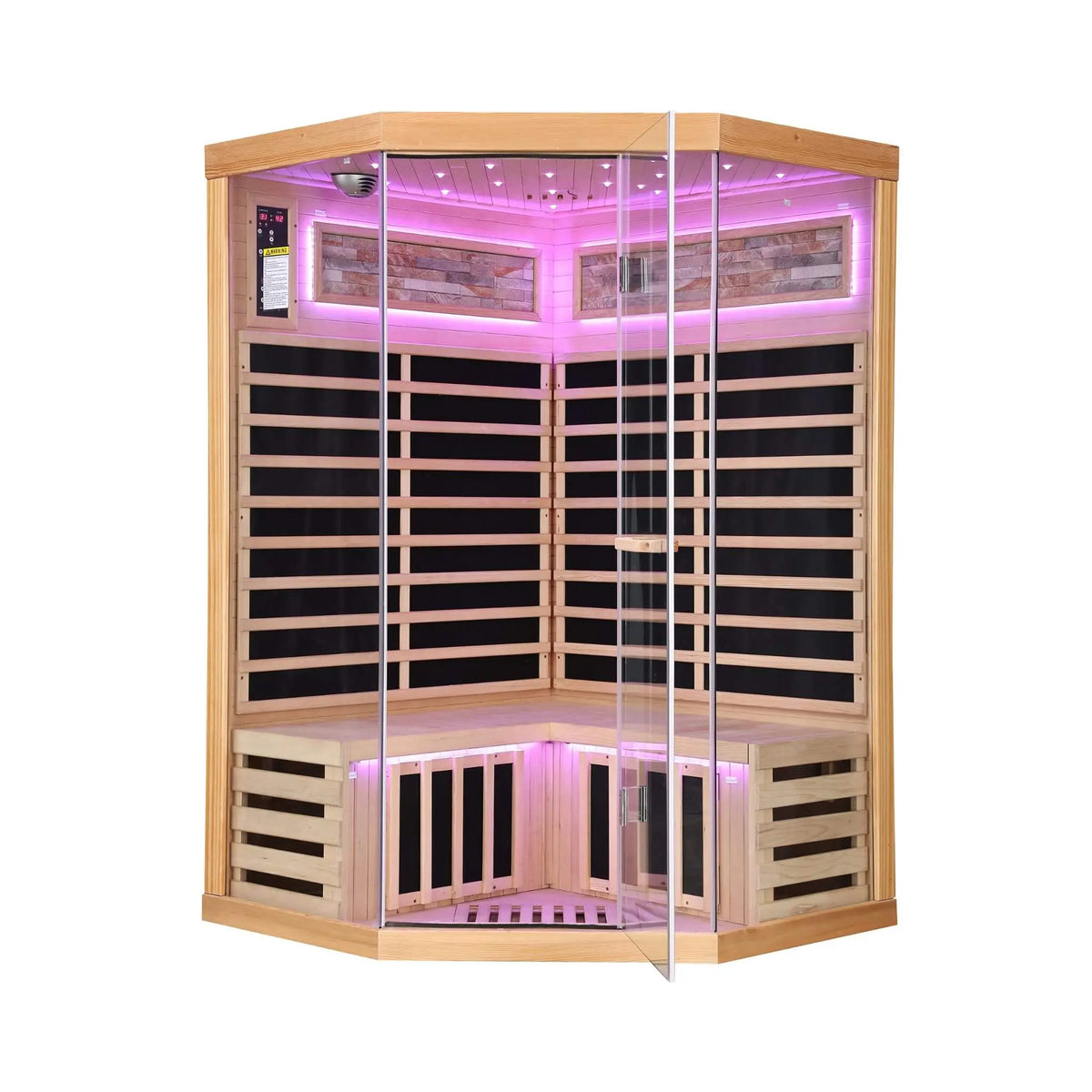 Ember Premium Canadian Hemlock 2-Person Indoor Infrared Sauna Room With Glass Front (SAK21495) SAKSBY WHOLESALE