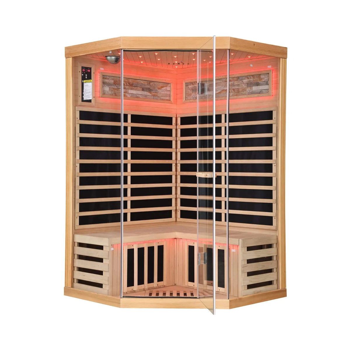 Ember Premium Canadian Hemlock 2-Person Indoor Infrared Sauna Room With Glass Front (SAK21495) SAKSBY WHOLESALE