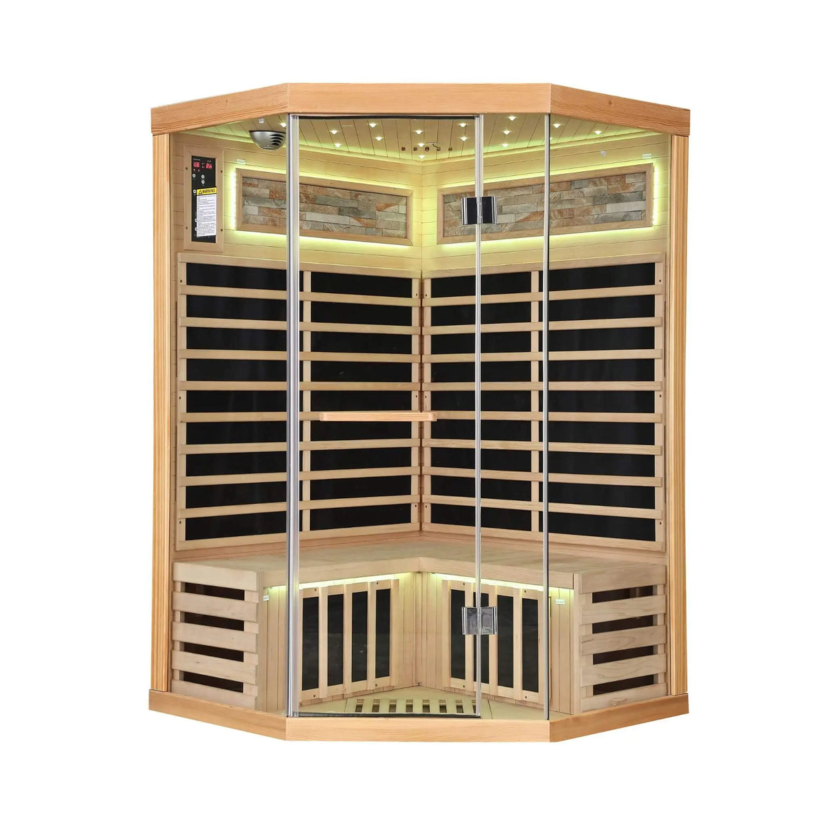 Ember Premium Canadian Hemlock 2-Person Indoor Infrared Sauna Room With Glass Front (SAK21495) SAKSBY WHOLESALE