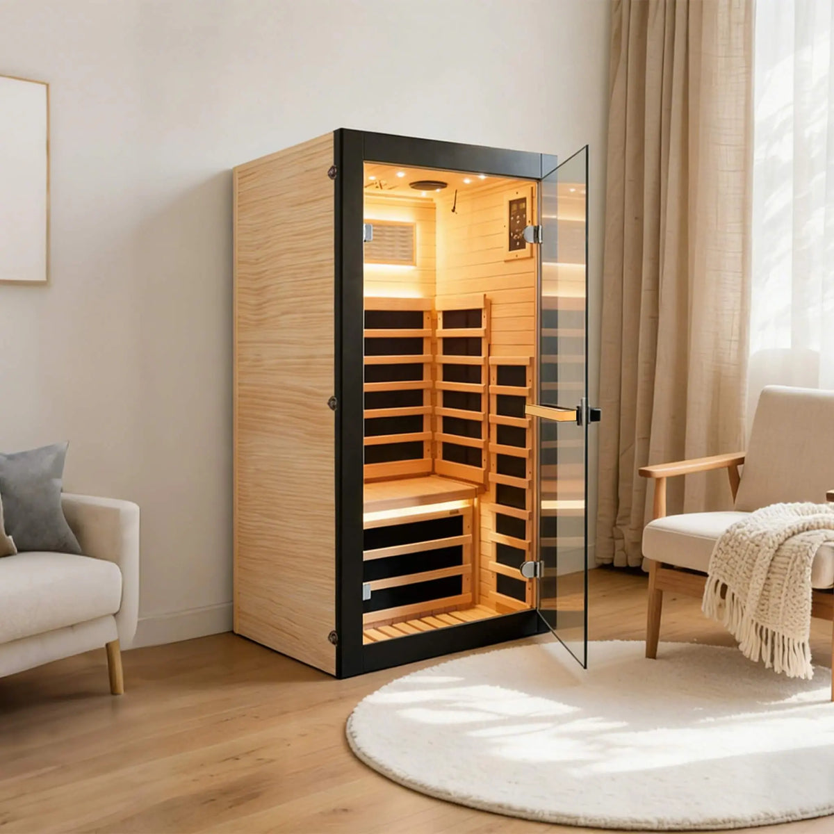 Solara Single-Person Chilean Pine Infrared Sauna Cabin (SAK57926) SAKSBY WHOLESALE